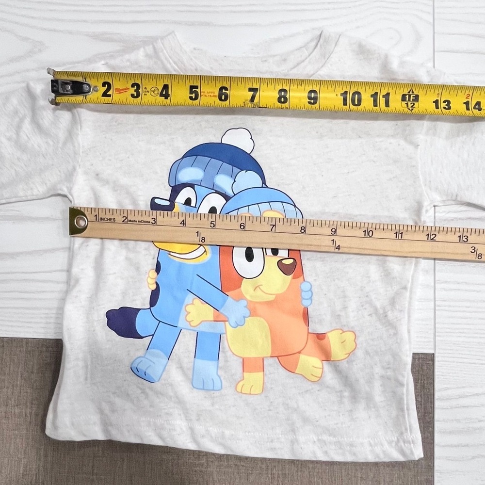 Bluey Graphic T-Shirt Kids 2T Oatmeal Long Sleeve Bingo Winter Beanie Hug - Picture 10 of 10